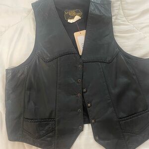 Vintage Black Leather Vest
